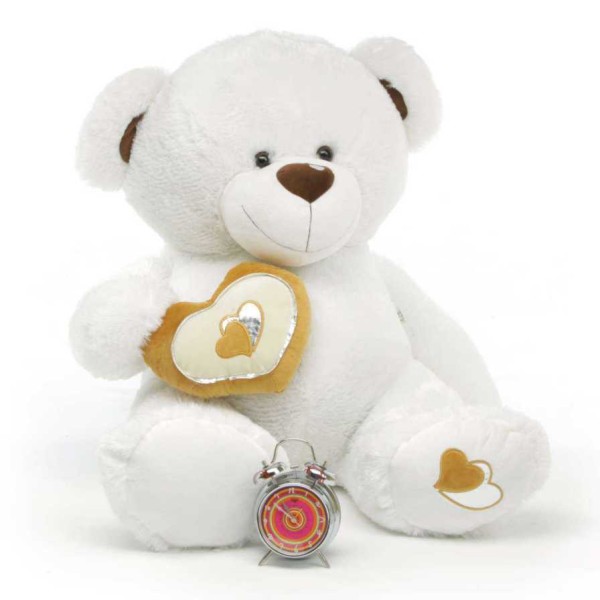 White 5 Feet Big Teddy Bear with a heart